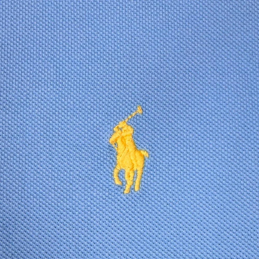 Polo Ralph Lauren Polo Shirt Men Small Blue Yellow Pony Custom Fit Cotton Preppy